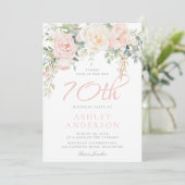 Blush & Sage Elegante Bloemen 70 Verjaardagsfeest Kaart (Staand voorkant)