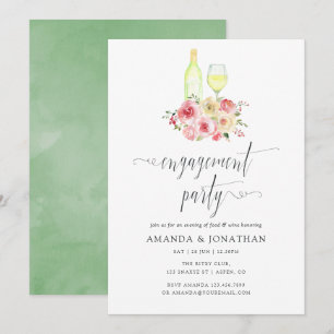Blush & Sage Floral Engagement Party - Wijntest Kaart