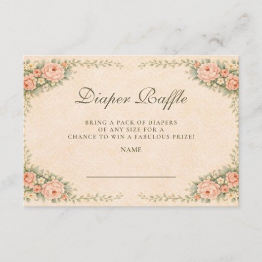 Blush Sage Floral Garden Diapper Raffle Informatiekaartje (Voorkant)