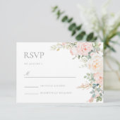 Blush Sage Floral Wedding Response RSVP Card (Staand voorkant)