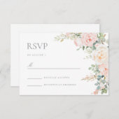 Blush Sage Floral Wedding Response RSVP Card (Voorkant / Achterkant)
