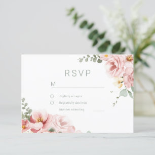 Blush & Sage Groen Goddelijke Elegantie Bruiloft RSVP Kaartje