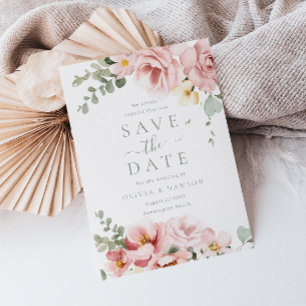 Blush & Sage Groen Goddelijke Elegantie Bruiloft Save The Date