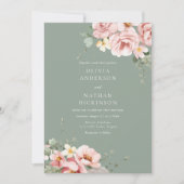 Blush & Sage Groene Bruiloft Kaart (Voorkant)