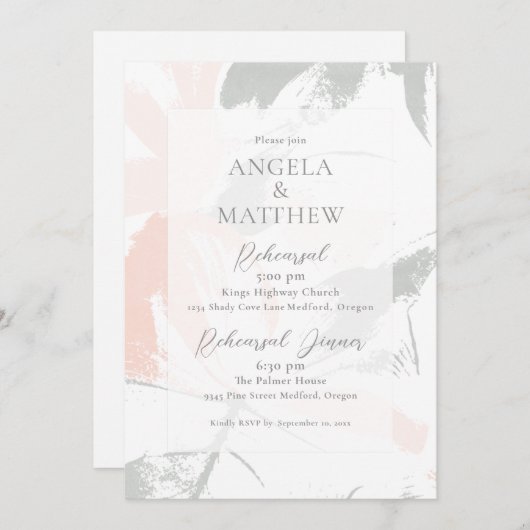 Blush Sage Waterverf Abstract Kaart (Voorkant / Achterkant)