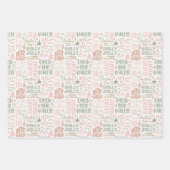 Blush Sage Wrapping Paper Flat Sheet Set van 3 (Voorkant 3)