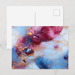 Blush & Sapphire Marmer met Gouden Aderen Briefkaart