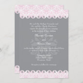 Blush Scalloped Damask Wedding Invitation Kaart (Voorkant / Achterkant)