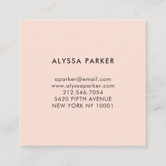 Blush Scribble | Trendy en Chic Vierkante Visitekaartje (Achterkant)