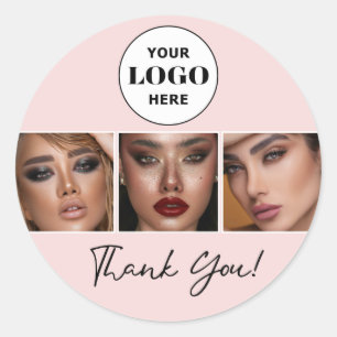 Blush Script Logo Foto Make-up Bedankt Ronde Sticker