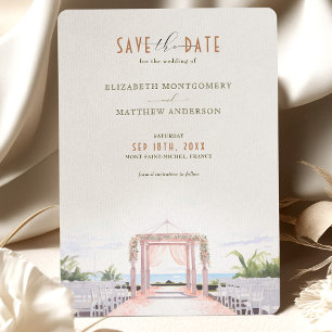 Blush Seaside Romance Save-the-Date Uitnodiging