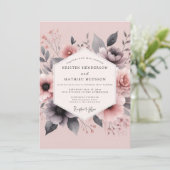 Blush Shadow Flora Bruiloft Kaart (Staand voorkant)
