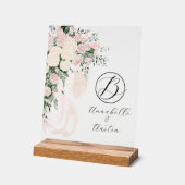 Blush Sheer Bow Rose Bouquet-Monogrammé (Angle)
