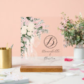 Blush Sheer Bow Rose Bouquet-Monogrammé (Mariage)