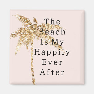 Blush Shell Glam Gouden Glitter Palmboom Magneet
