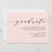 Blush sierlijke script drie foto afstudeerfeest kaart (Achterkant)