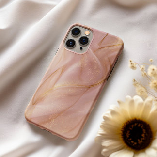 Blush Silk – Pink Satin & Gold Phone Case iPhone 16 Hoesje