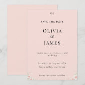 Blush Silk Pink Whispered Petals Modern Floral Save The Date (Voorkant / Achterkant)