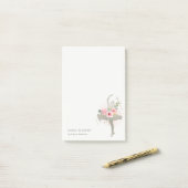 Blush Silver Floral Girl Dancer Academy Logo Post-it® Notes (Op bureau)
