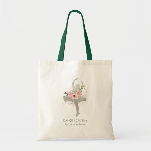 Blush Silver Floral Girl Dancer Academy Logo Tote Bag (Voorkant)