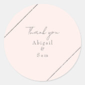 Blush & Silver Namen Bruiloft Dank u Ronde Sticker (Voorkant)
