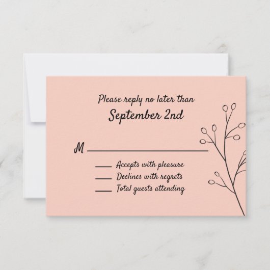 Blush Simple Floral Wedding RSVP (Voorkant)