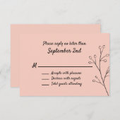 Blush Simple Floral Wedding RSVP (Voorkant / Achterkant)