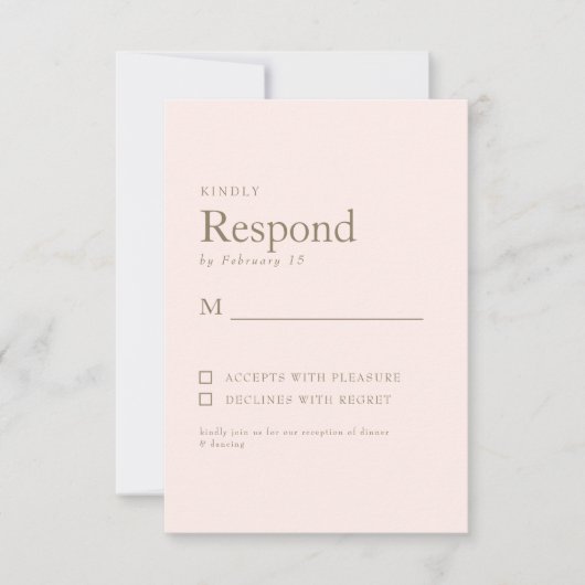 Blush Simple Gold Texte Mariage RSVP (Devant)