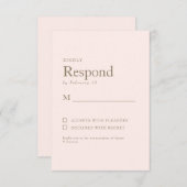 Blush Simple Gold Texte Mariage RSVP (Devant / Derrière)