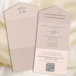 Blush Simple Wedding RSVP Aangepast All In One Uitnodiging