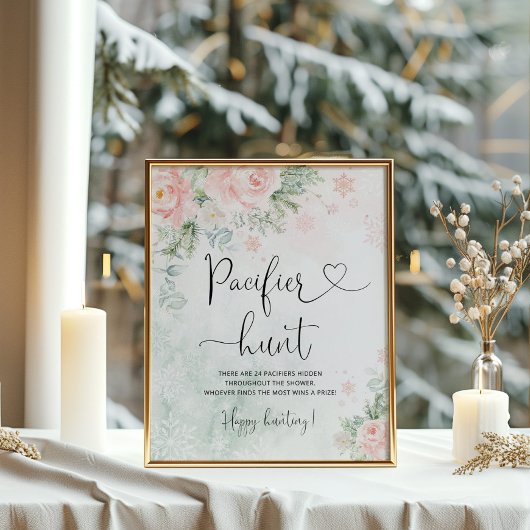 Blush snowflakes Pacifier chasse jeu Poster