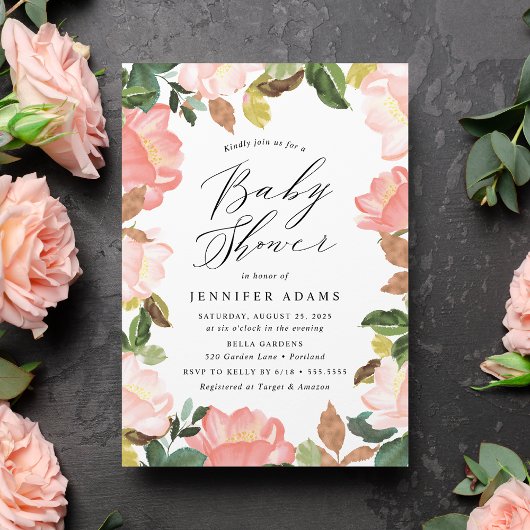Blush Spring Floral Baby shower Kaart