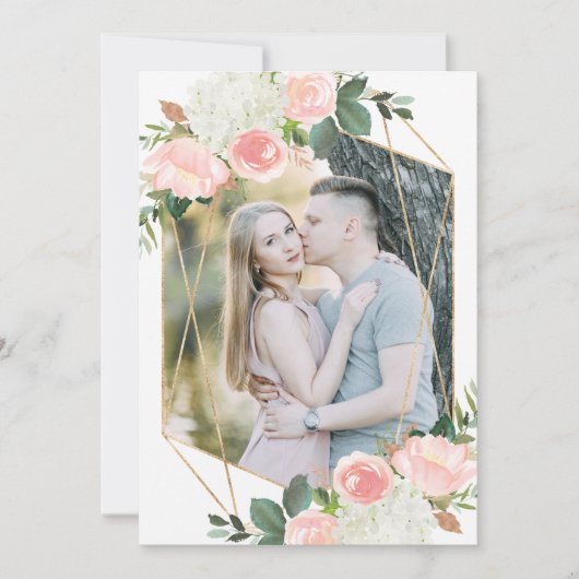 Blush Spring Floral | Foto slaat de Kaart Datum op (Voorkant)
