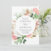 Blush Spring Floral Lijst bruiloft Kaart (Staand voorkant)