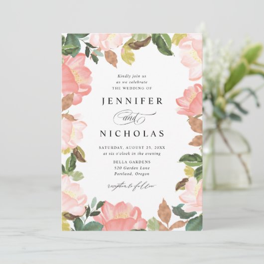 Blush Spring Floral | Weddenschap Kaart (Staand voorkant)