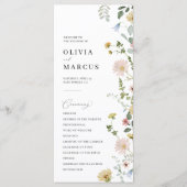 Blush Spring Whimsical Wildflower Elegant Bruiloft Programma (Voorkant)