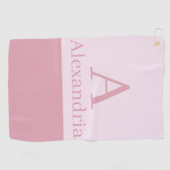 Blush Stof Roze Monogram Eerste Letter Naam Minima Golfhanddoek (Horizontaal)