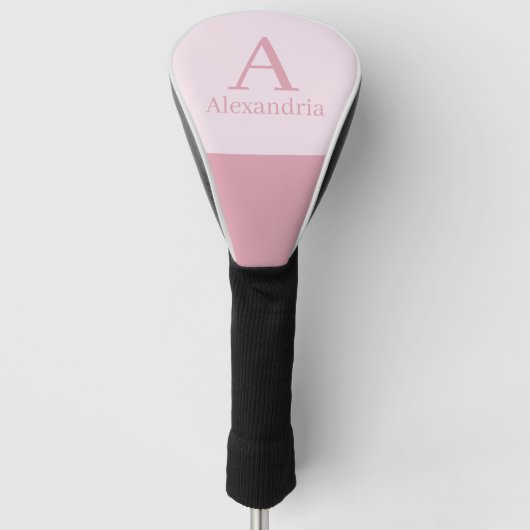 Blush Stof Roze Monogram Eerste Letter Naam Minima Golfheadcover (Voorkant)