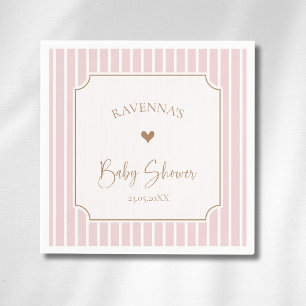 Blush Streep Whimsical Gouden Frame Baby Shower Servet