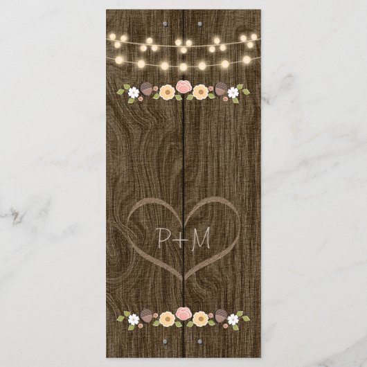 Blush String of Lights Rustieke Herfst Bruiloft Me Menu (Achterkant)