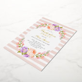 Blush Stripe and Bloom Graduation Party Folie Uitnodiging (Gedraaid)
