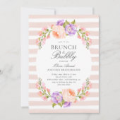 Blush Stripe en Bloom Bridal Brunch en Bubble Kaart (Voorkant)