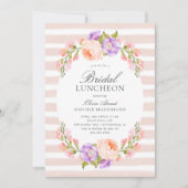 Blush Stripe en Bloom Bridal Luncheon Kaart (Voorkant)