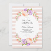 Blush Stripe en Bloom Bridal Shower Uitnodiging (Voorkant)
