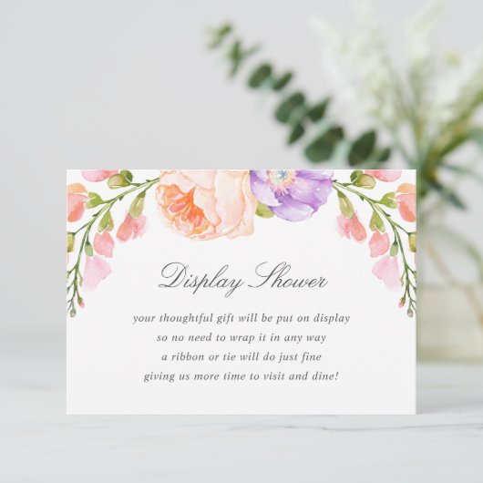 Blush Stripe en Bloom Display Shower No Cadeauverp Informatiekaartje (Staand voorkant)