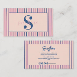 Blush Stripe Monogram Boutique Business Visitekaartje