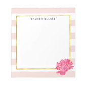 Blush Stripe & Pink Peony Persoonlijk Notitieblok (Voorkant)