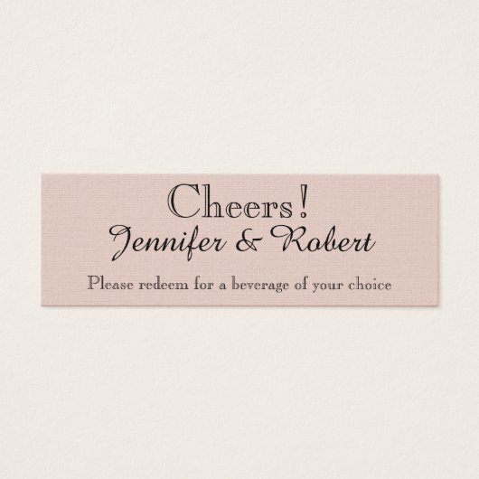 Blush Succulent Bruiloft Drink Tickets Mini Visitekaartjes (Voorkant)