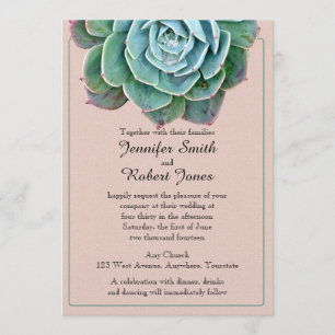 Blush Succulent bruiloft uitnodiging