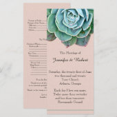 Blush Succulent Trouwprogramma Programma (Voorkant / Achterkant)